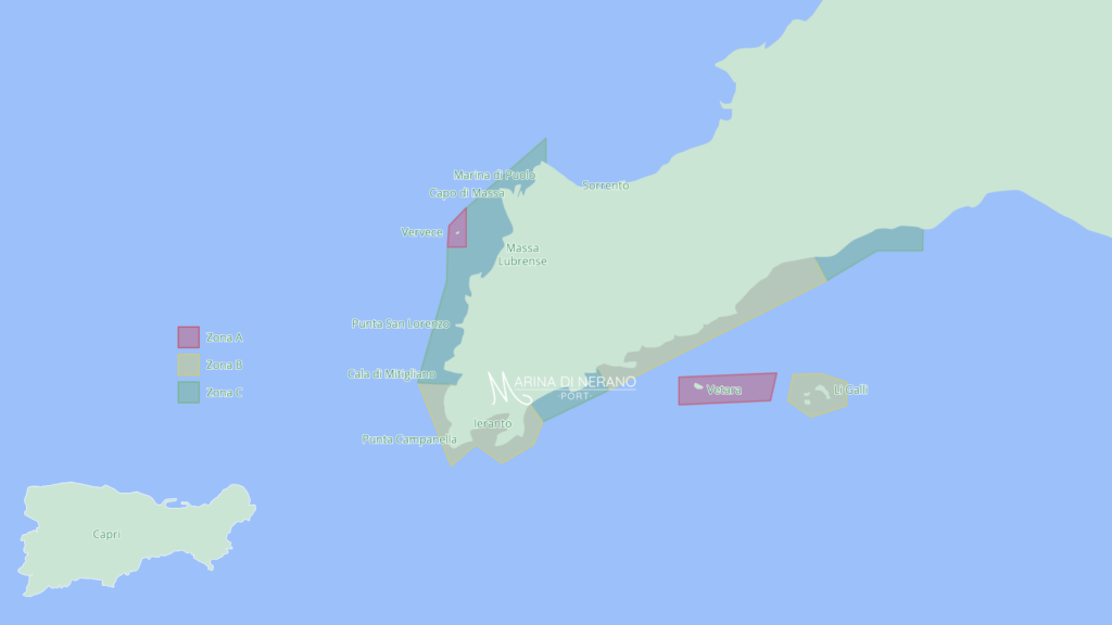 zone area marina protetta di punta Campanella